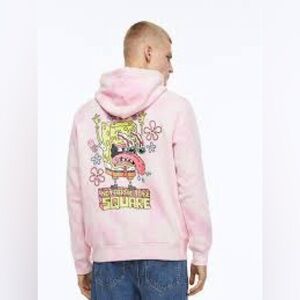 H&M Spongebob Squarepants Pullover Hoodie Men’s  Size M Pink Tie Dye Go Square